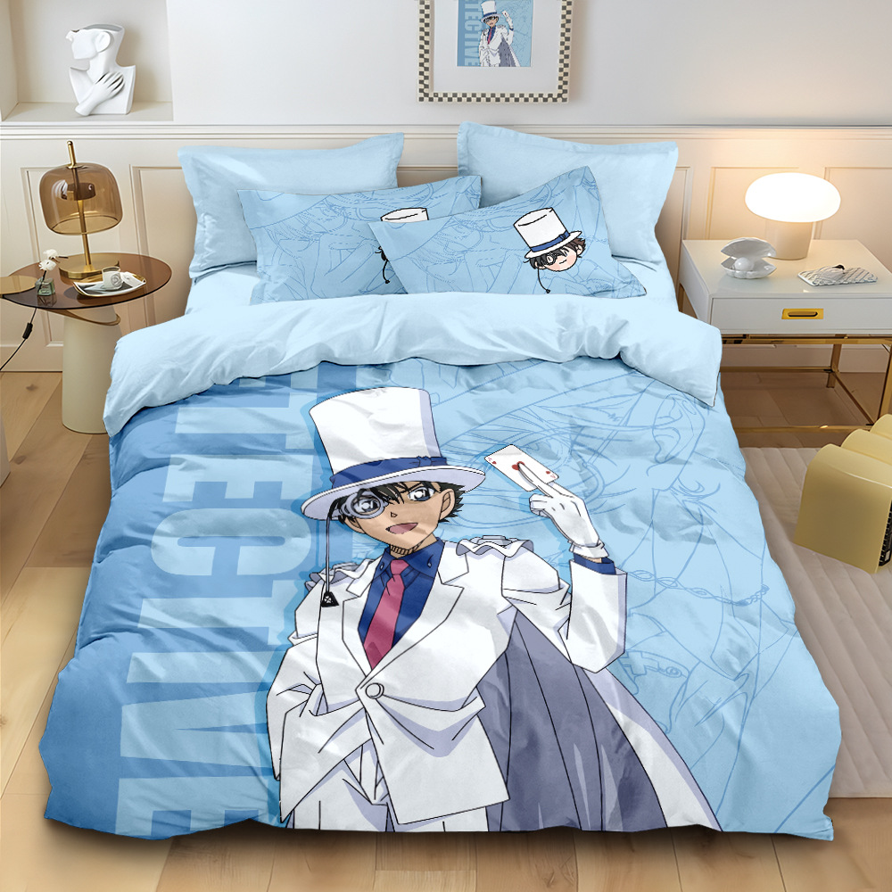 Kaitou Kidd Pure Cotton Four-Piece Set Anzai Tou Quilt Cover Bed Sheetss Anime Kidsren's Student Dormitory Pure Cotton Bed Sheetss Bedding