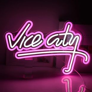Acrylic Engraved Vice City Music Live Bar Cross Border LED Neon Ambience Wall Hanging Sign
