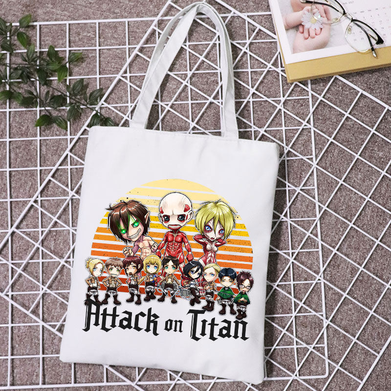 Ataque gigante en Titan perímetro bolsa de compras de lona de moda minimalista bolsas de hombro para estudiantes para hombres y mujeres
