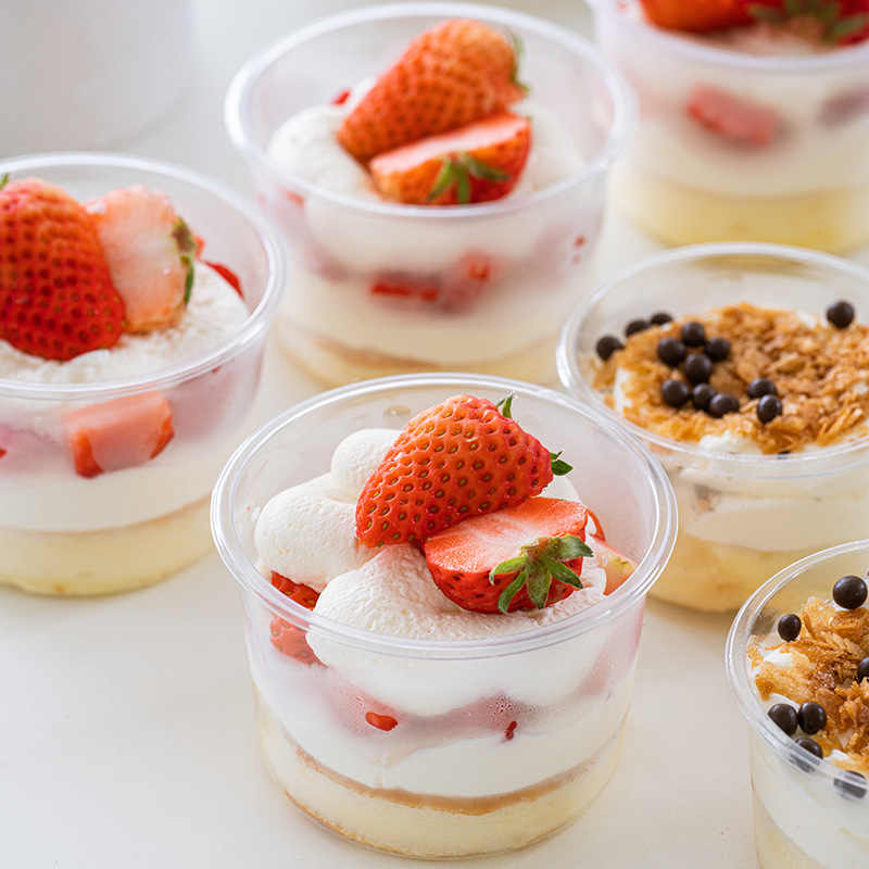 网红冷萃酸奶杯米布丁椰奶冻燕麦水果捞透明碗蛋糕烘焙吸塑包装盒