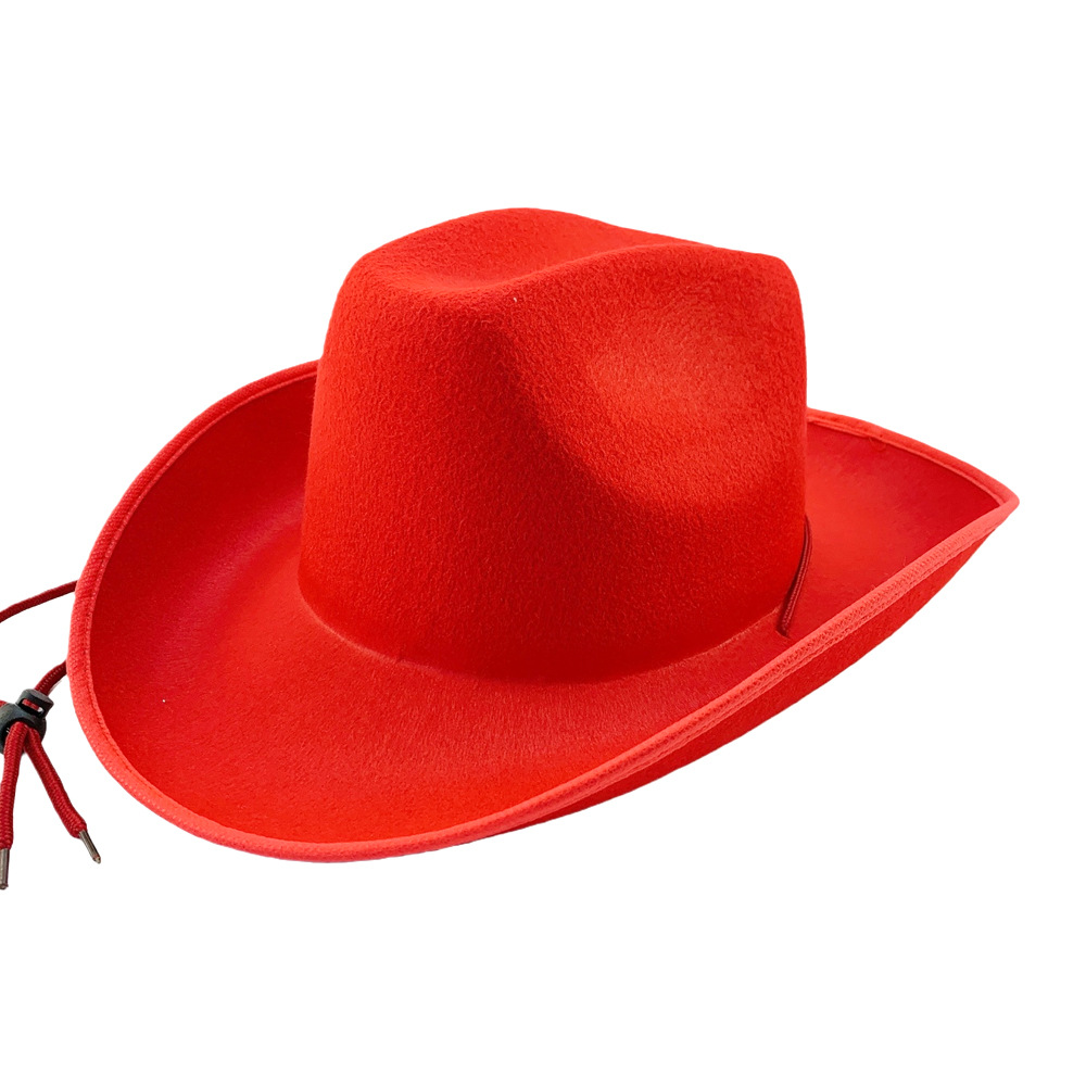 Sombrero de Vaquero Occidental de Fieltro, Borde Ancho y Enrollado para Fiestas