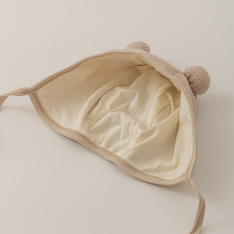 Baby hat Autumn and winter cute double ball baby small month new ear protective hat_viptrois.com