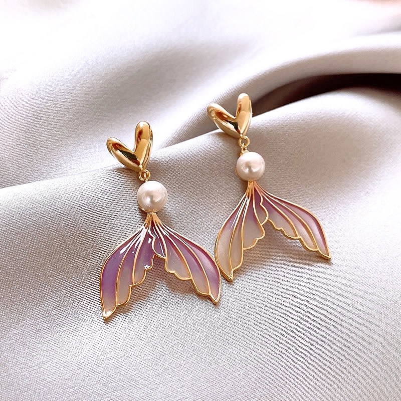 Monet Garden Pintura al óleo Pendientes de perlas de flores de viento Pendientes de lujo ligero de alta calidad Pendientes frescos dulces franceses mujeres