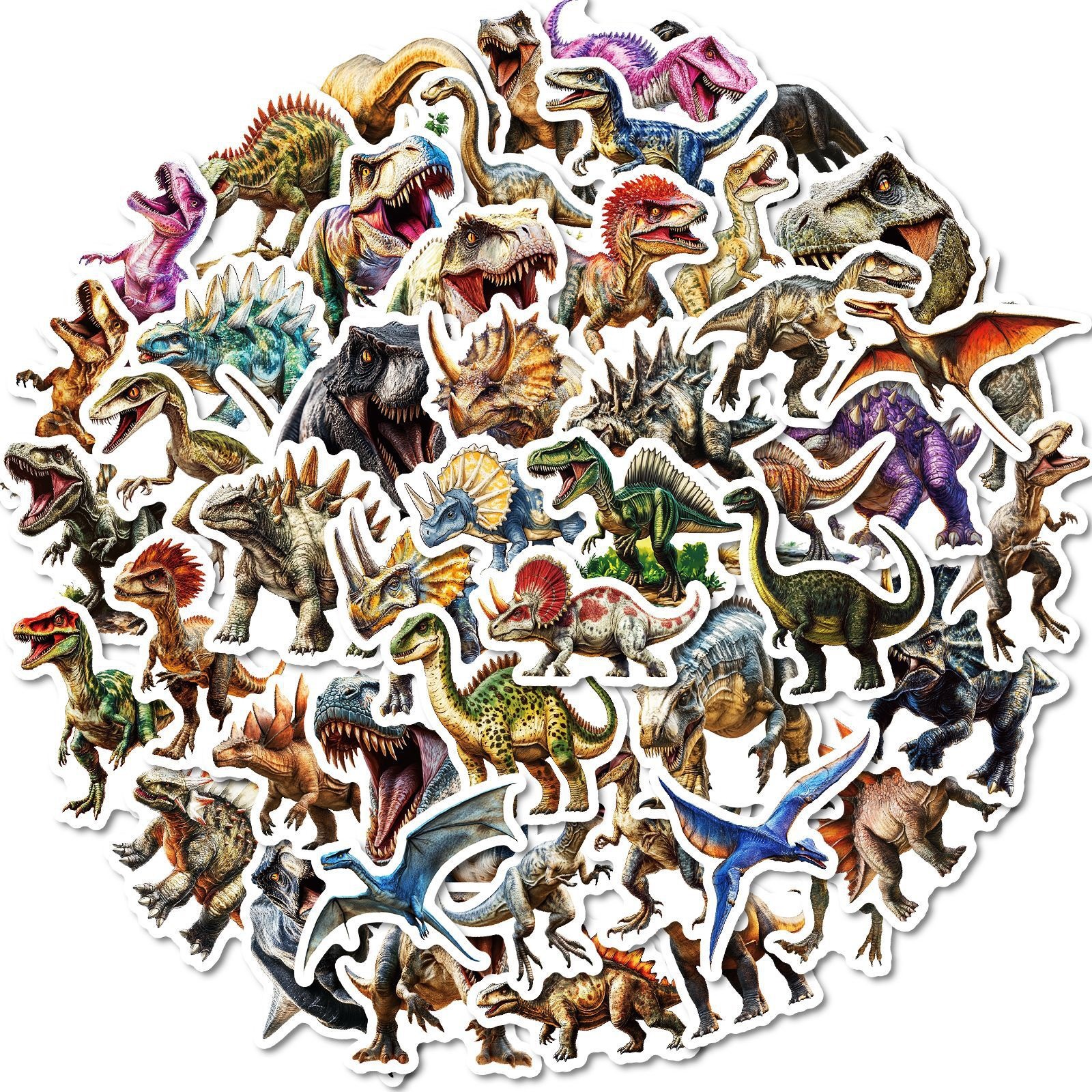50张跨境侏罗纪世界恐龙霸王龙写实贴纸恐怖耳机壳笔记本电脑贴纸