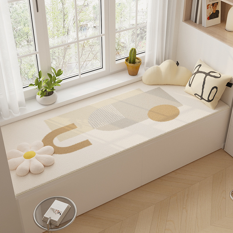 Simple y tranquilo, alfombra antideslizante de la mesa de té de la sala de estar, alfombra de cachemir, al lado de la cama del dormitorio, ventana flotante del balcón.