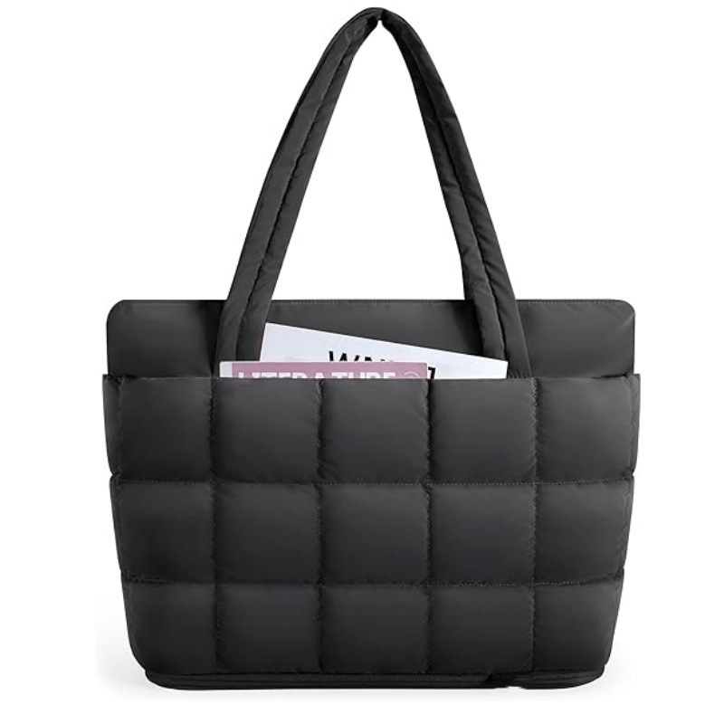Amazon nuevo bolso tote para mujer bolso expandible bolso de mano esponjoso con cremallera bolso de hombro de viaje