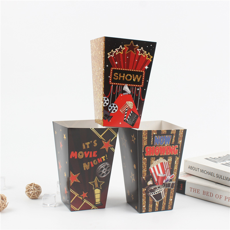爆米花盒鸡米花纸杯一次性小吃打包盒折叠食品包装盒方形爆米花桶