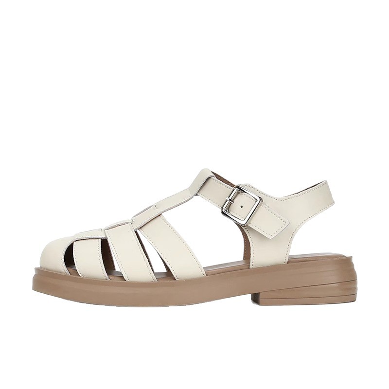 [Sheii Su Yinyin] artefacto feo ~ Sandalias romanas de plataforma de cuero tejido de moda casual zapatos de mujer de verano