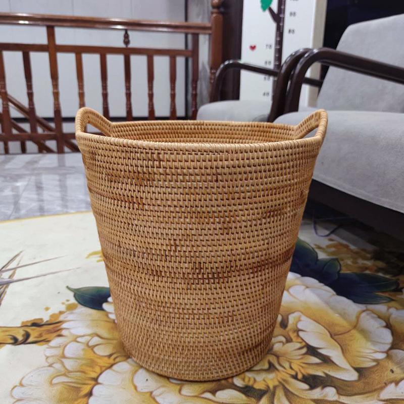 Vietnamese Rattan Storage Basket Round Clothes Storage Bucket Dirty Clothes Basket Woven Laundry Basket Toy Sundry Storage Tube