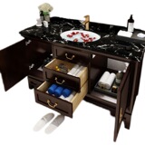 Новый китайский стиль дубового пола -тип шкаф для ванной комнаты David Camera Camera Wood Ware Table Lace Basin Basin Комбинация шкафа для ванной комнаты