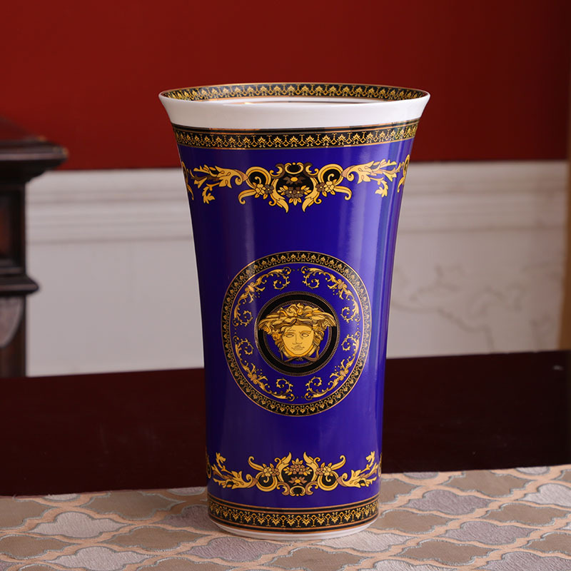 European-style simple golden head flower series bone china vase high-grade exquisite countertop ceramic decorative ornaments factory wholesale