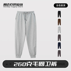 260g春夏カップルの毛輪衛ズボンの純色がゆったりしています。