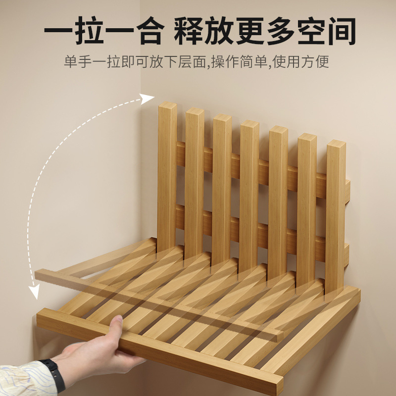 Estante de proyector Soporte de pared Mesita de noche de madera de caucho plegable Mesita de almacenamiento de suspensión creativa para el hogar del dormitorio