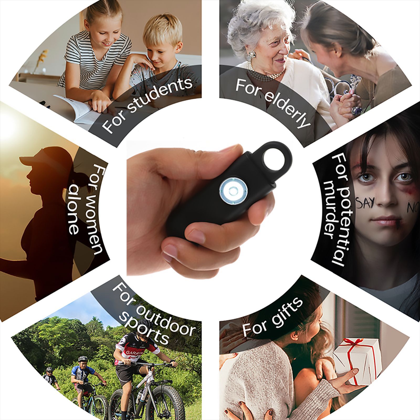 Alarma de Seguridad Personal Portátil con Luz LED y Llavero Antirrobo para Mujeres