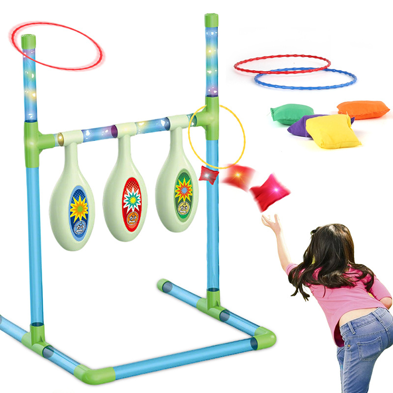 Juegos de lanzamiento de luces transfronterizas para niños 2 en 1 bolsa de arena lanza collar juguetes interactivos para padres e hijos en interiores y al aire libre