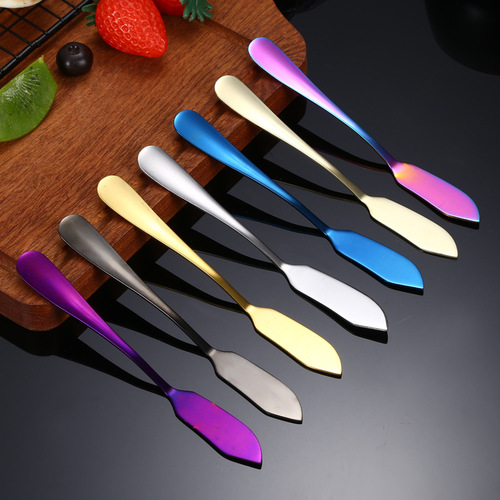 Factory Direct Sale 410 Stainless Steel Cream Knife, Colored Bread Cream Jam Butter Spreader Scraper with Laser LOGO
