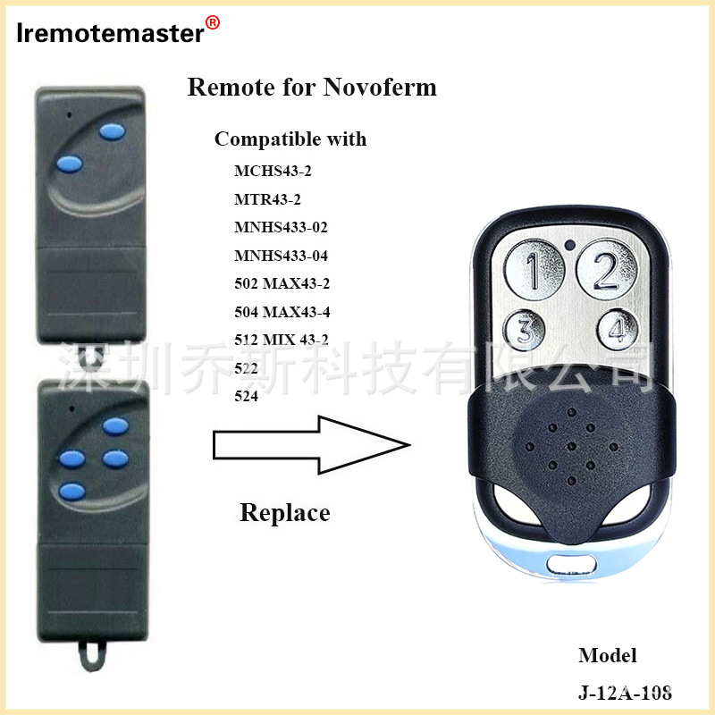 滚动码 433.92mhz 1234键车库门卷帘门遥控 兼容 Novoferm remote