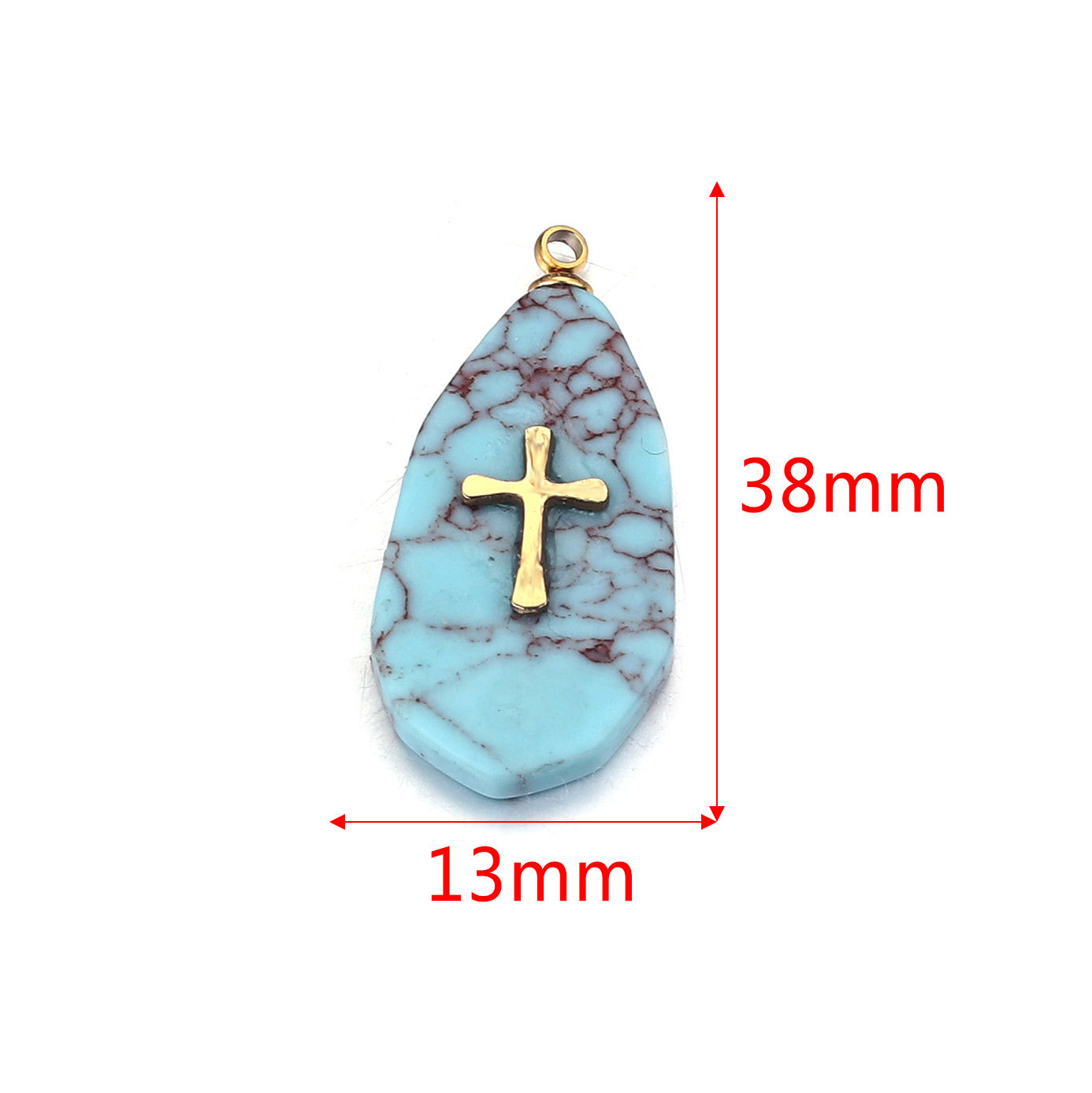 Europa y América Piedra Natural Rosa cristal turquesa Acero inoxidable titanio acero cuadrado pequeño colgante DIY joyería collar Accesorios