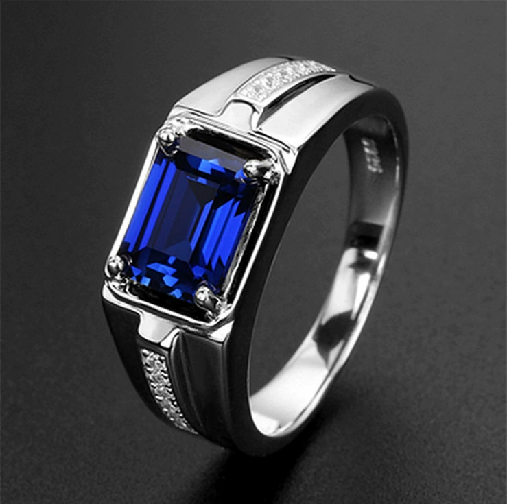 Прямоугольное модное кольцо с камнем emerald, инкрустация камня, турмалин цирконий