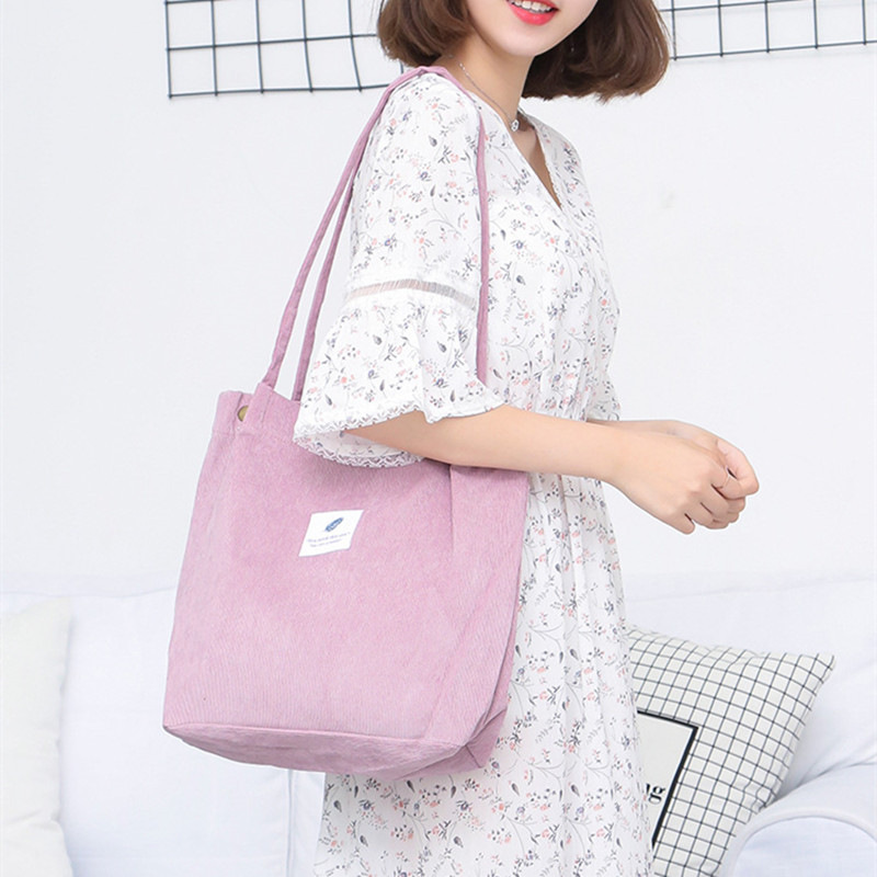 Cross-border Large Capacity Tote Bag All-match Student Bag Women Shopping Bag Canvas Bag Bag Corduroy Shoulder Bag_voghion.com