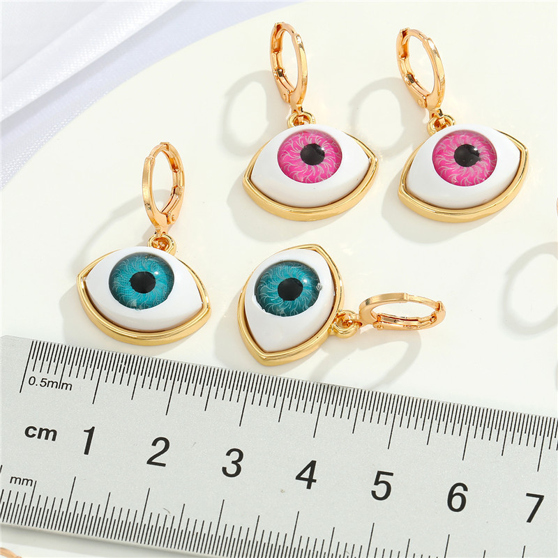 Europe And America Cross Border Ornament Multi-color Eyeballs Ear Clip New Ethnic Dripping Eyes Ear Ring Eyes Eardrop Earring display picture 1