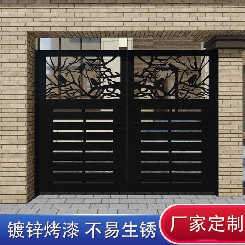European-Style Wrought Iron Gate, Courtyard Door, Garden Villa Door, Rural Double-Door Entrance, Single/Double Opening Outdoor Iron Door
