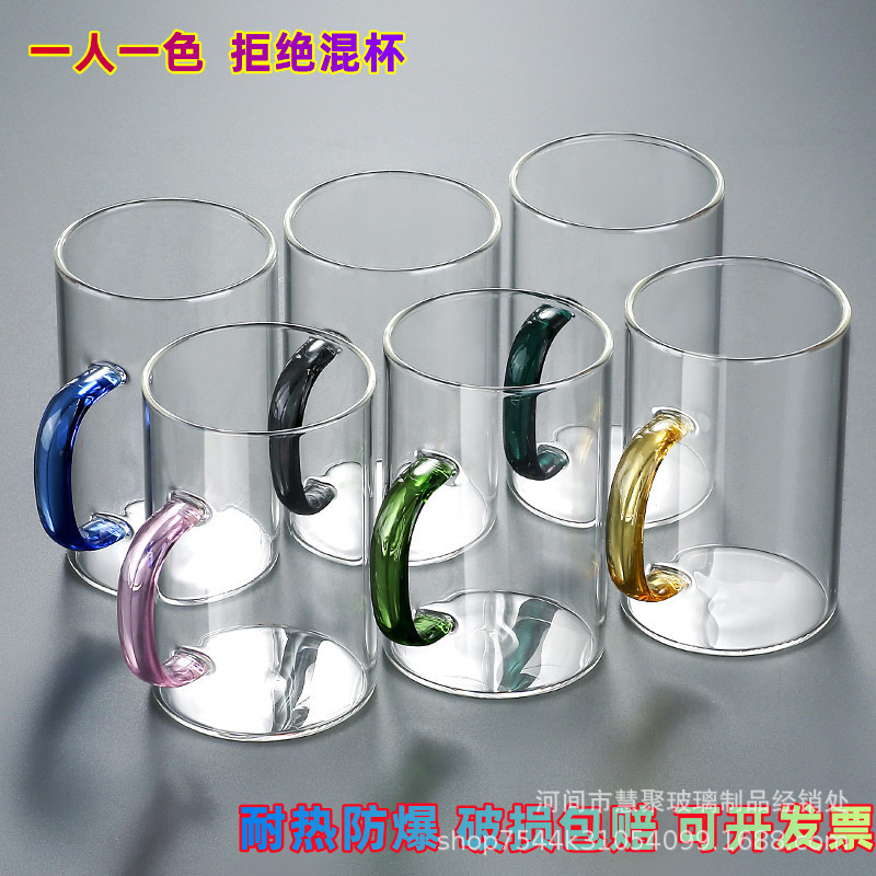 Glass Water Cup for Home Use, Milk Tea Cup with Handle, Beverage Coffee Cup, High Borosilicate, Business Gift, Customizable Logo Glass Water Cup for Home Use, Milk Tea Cup with Handle, Beverage Coffee Cup, High Borosilicate, Business Gift, Customizable Logo