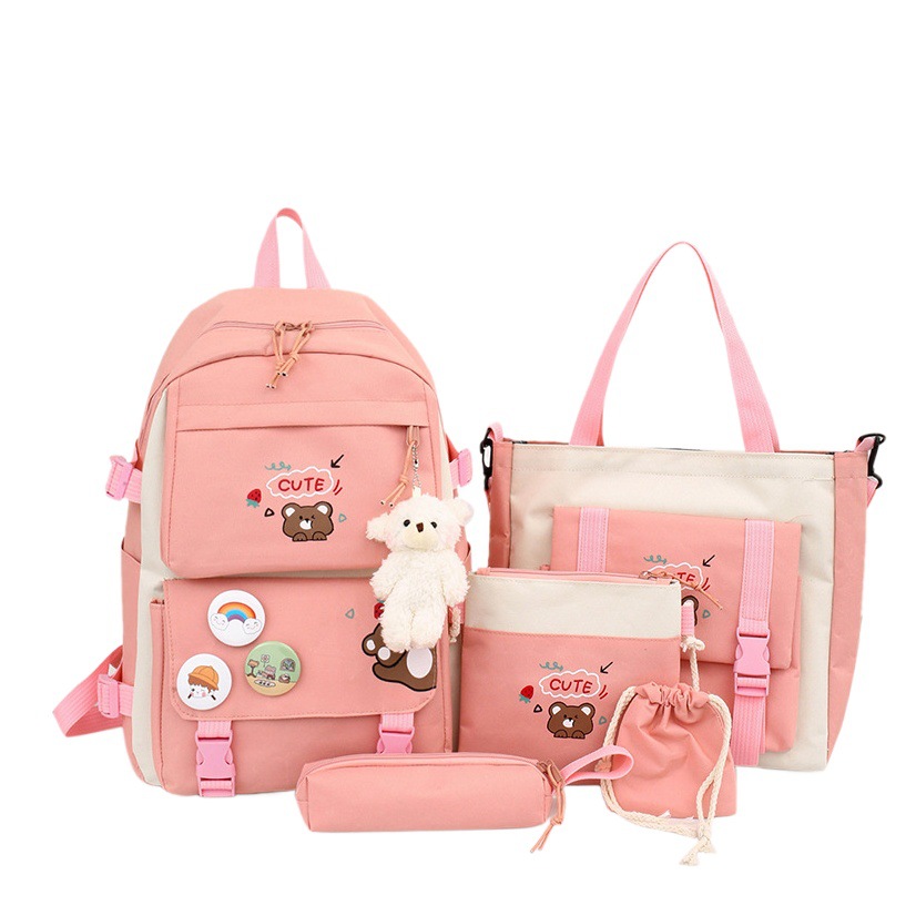 Nuevo conjunto de mochila de cinco piezas, mochila escolar para estudiantes, mochila moderna y a la moda, mochila para estudiantes de primaria, mochila ligera y bonita