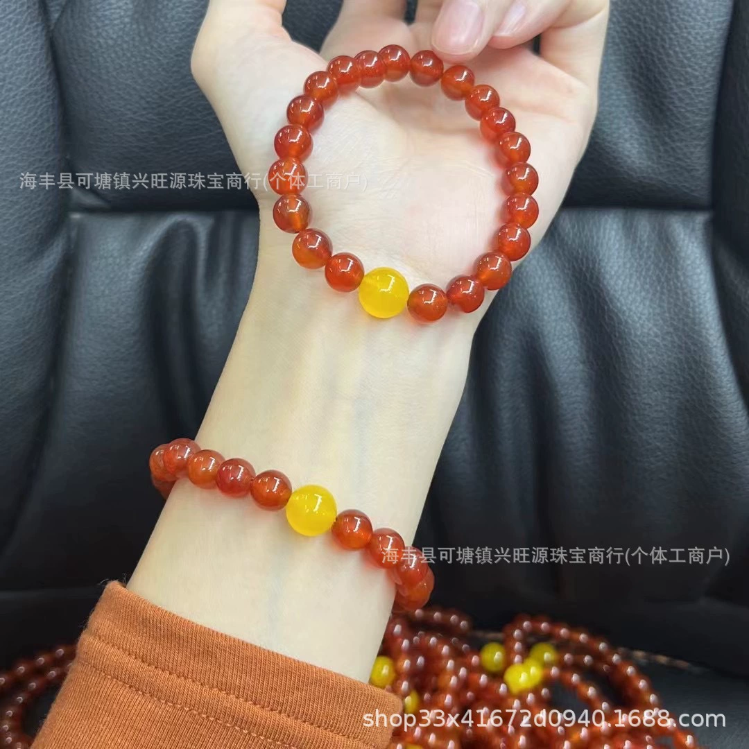 Натуральный красный агат браслет южно-красный браслет с желтым агатом