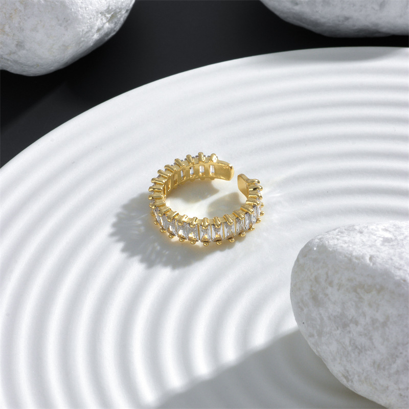 Fashion Geometric Copper Open Ring Inlaid Zircon Zircon Copper Rings
