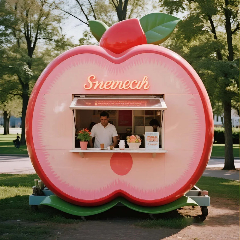 Fruita creativa multifuncional quiosco móvil escénico paisaje tarjeta de perforación de calle comercial carro de comedor plegable portátil