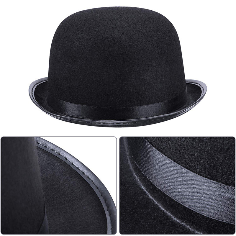 Venta directa de fábrica transfronteriza Chaplin niños negro pequeño sombrero redondo disfraz de fiesta de disfraces