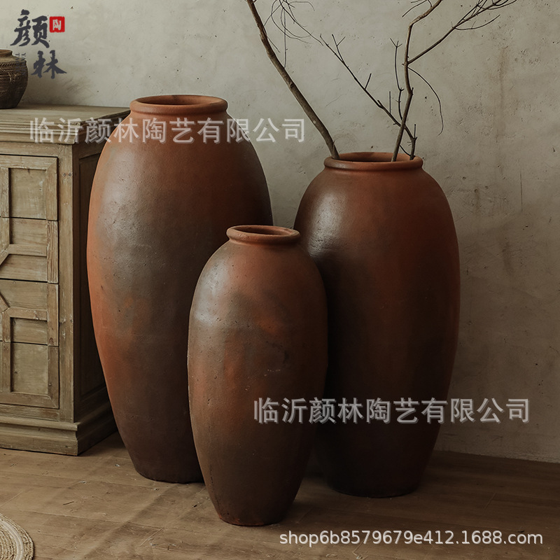 Botella de cerámica vintage de aterrizaje combinación de decoración de alojamiento residencial botella de cerámica de gran tamaño de cerámica de tierra cerámica de viento tranquilo botella de decoración