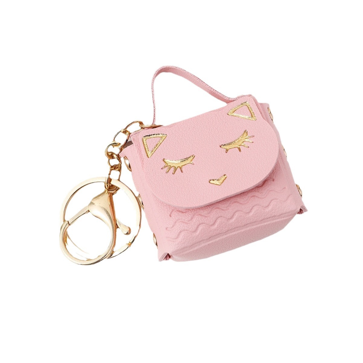 Ruoguo cuero gato cabeza monedero llavero moda coche bolsa pareja llavero pequeño colgante al por mayor