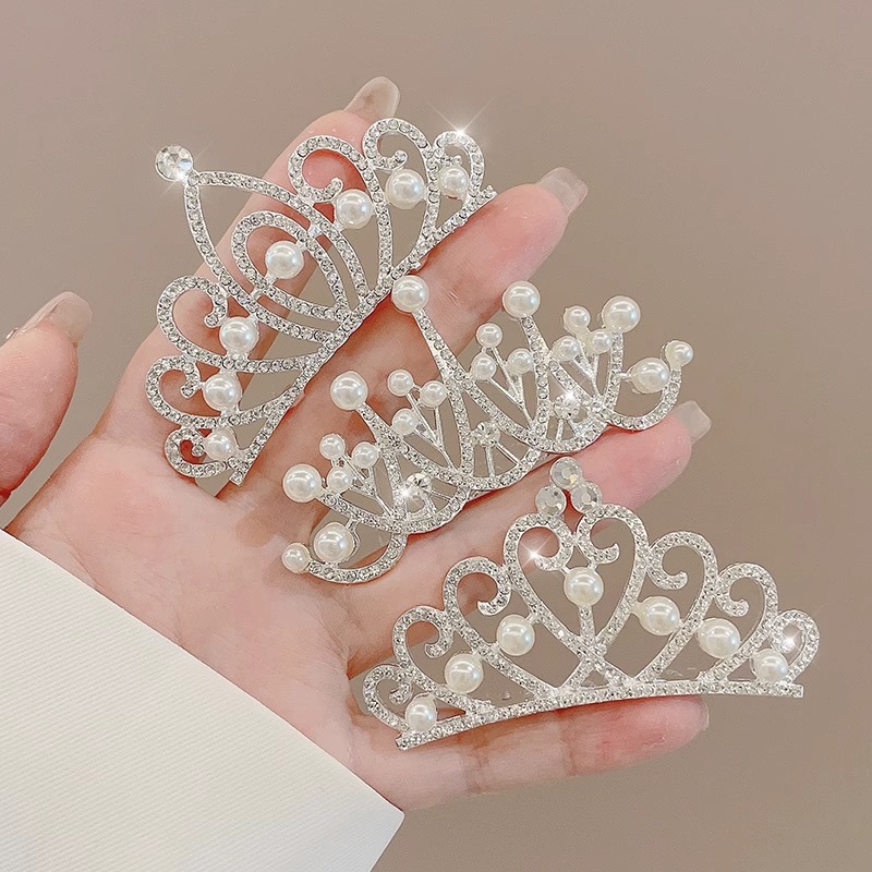 Chica de cumpleaños corona rhinestone peine del pelo lindo poco princesa cabeza accesorios para el cabello niña temperamento insertar peine bebé niña horquilla