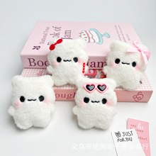 新款甜心豆熊吱吱叫毛绒玩具钥匙扣包挂件DIY胸针鞋帽围巾配饰批