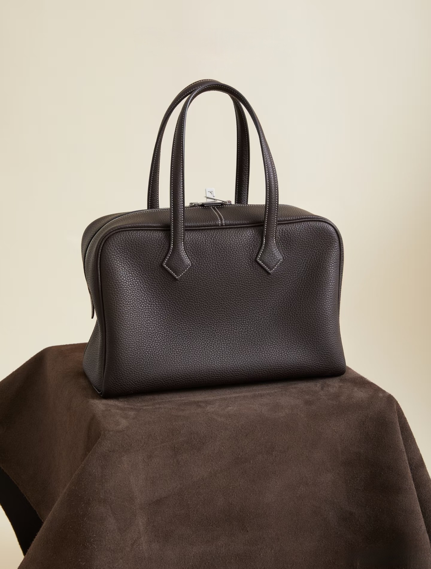 Genuine Leather Large Capacity Women's Tote Bowling Bag 2026 New Arrival Luxury Commuter Shoulder Boston Bag Underarm Bag - Thumbnail 4