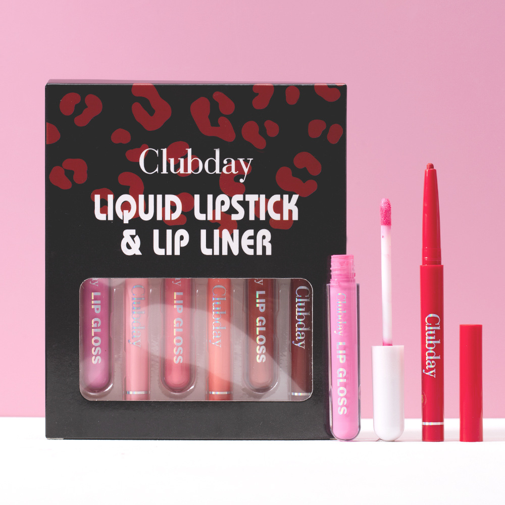 Clubday Lip Makeup 1+1 Set: Velvet Matte, Water-repellent Lip Gloss and Outlining Lip Pen undefined