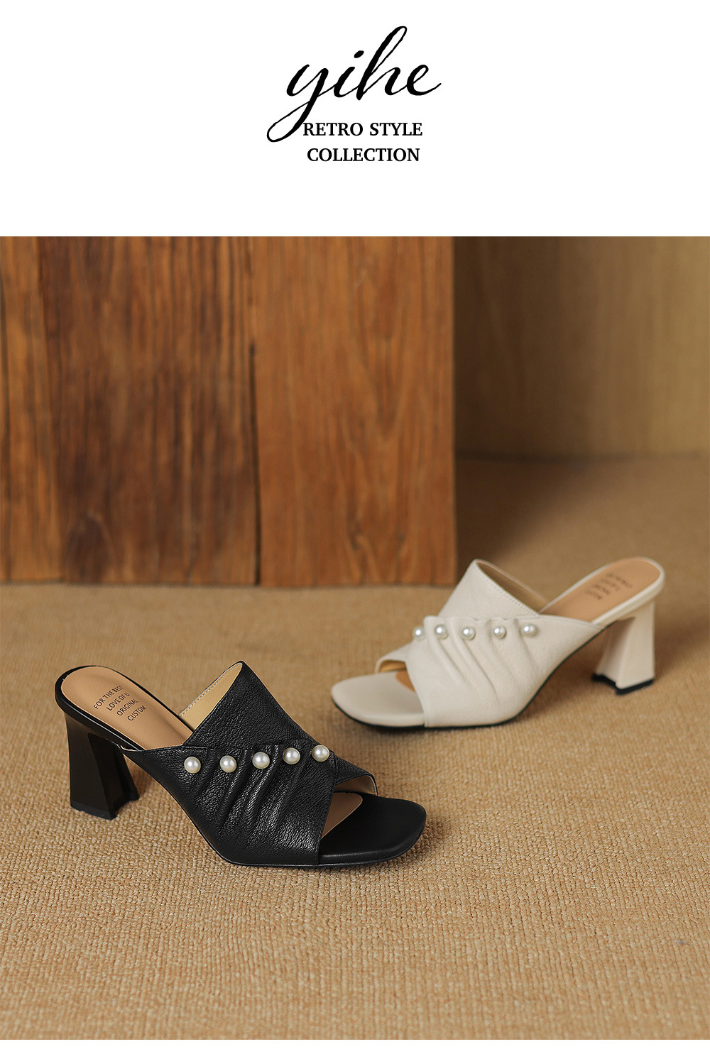 Sandal cao gót nữ quai ngang hở mũi gót 7 cm — đen chi tiết 13