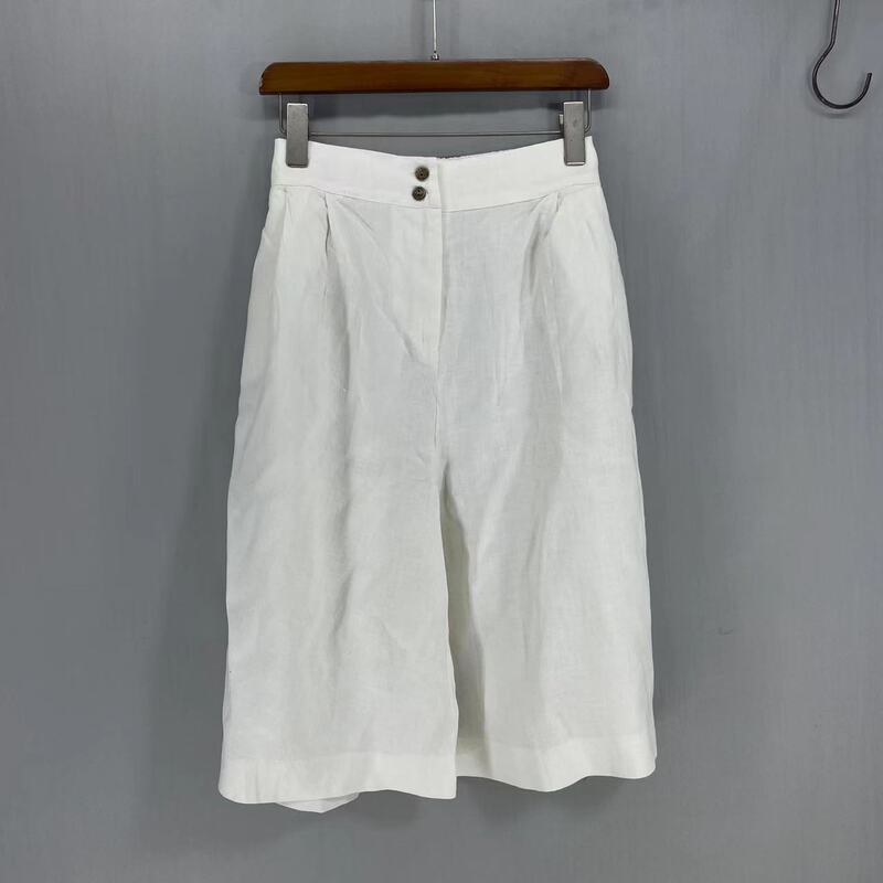 2026 Summer New Women's Cotton Loose Cargo Capri Wide-Leg Pants High-Waisted Women's Pants Covering Flaws Versatile Artistic Style