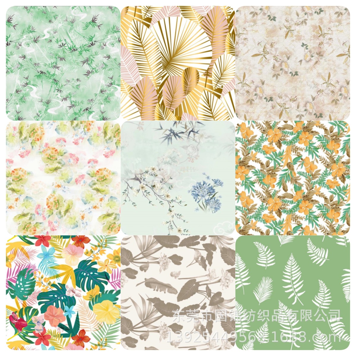 数码直喷国风天丝棉印花布 热带雨林椰树印花锦棉印花服装面料