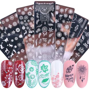 Cross-border nail printing steel plate flowers Halloween butterfly plant cartoon cute wind transfer small long steel plate