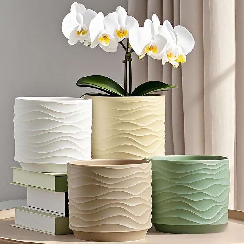 Wholesale Dropshipping Ceramic Flower Pots with Trays, New 2026 Simple Ins-Style for Home Use, Suitable for Succulents and Phalaenopsis