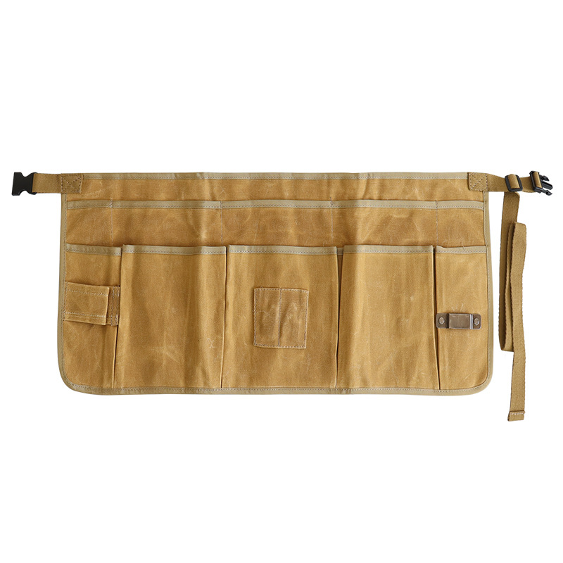 Amazon delantal de lona cera impermeable a prueba de aceite herramientas multifuncionales bolsa de cintura electricista delantal de carpintería corto