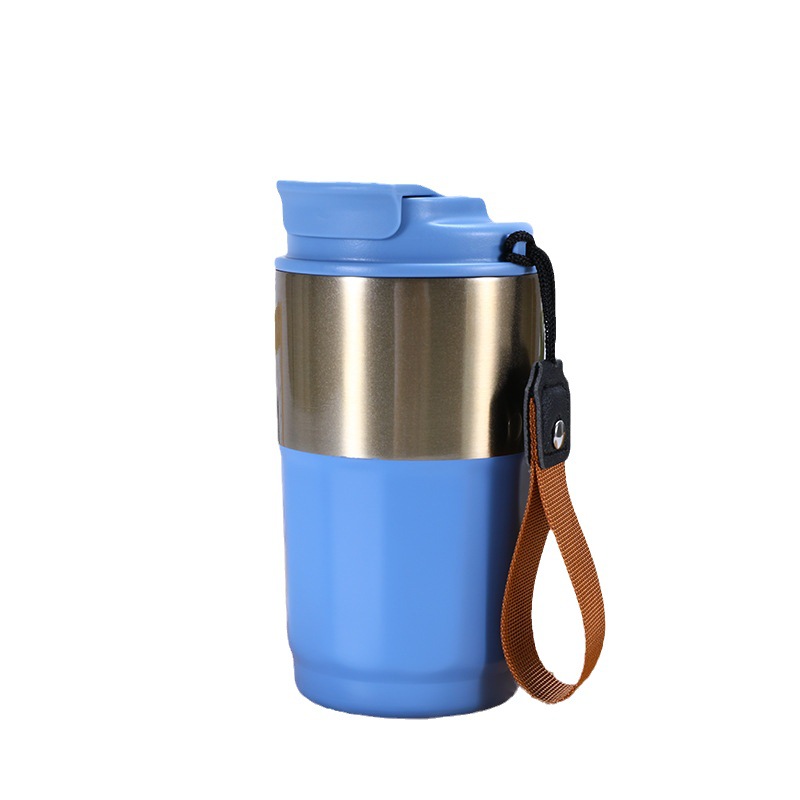 Coche portátil cuerda taza de café moderno simple chica portátil taza de vacío 304 taza de vacío de acero inoxidable