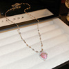 Fashionable zirconium with bow, pendant, necklace, universal cute chain for key bag , internet celebrity, wholesale