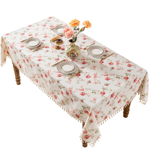 French Nanyang style floral tablecloth tassel decorative dining tablecloth home restaurant waterproof tea table TV cabinet cover towel