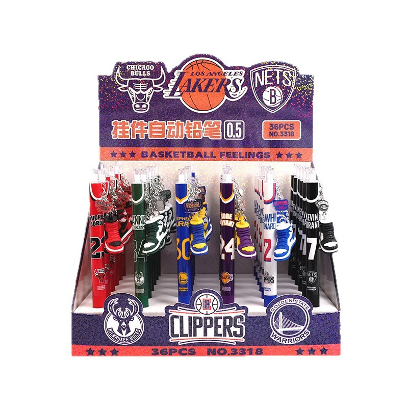 Tendencia creativa lápiz de la NBA escritura para niños colgante de alto valor actividad lápiz lápiz automático de escritura personalizado