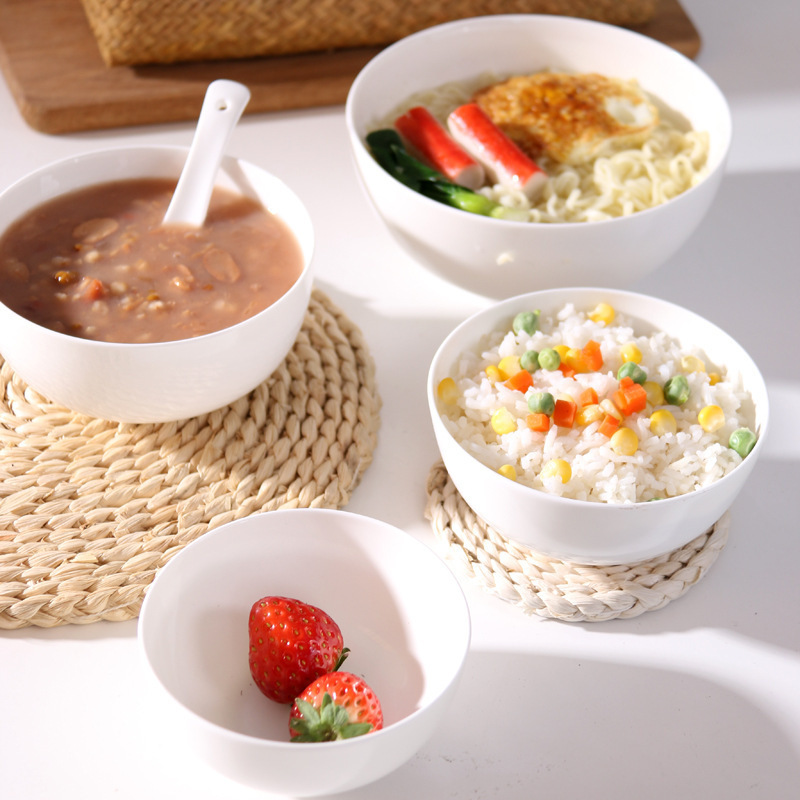 陶瓷饭碗通用酒店餐具纯白色饭店米饭碗自助餐盘碗汤面碗套碗制作