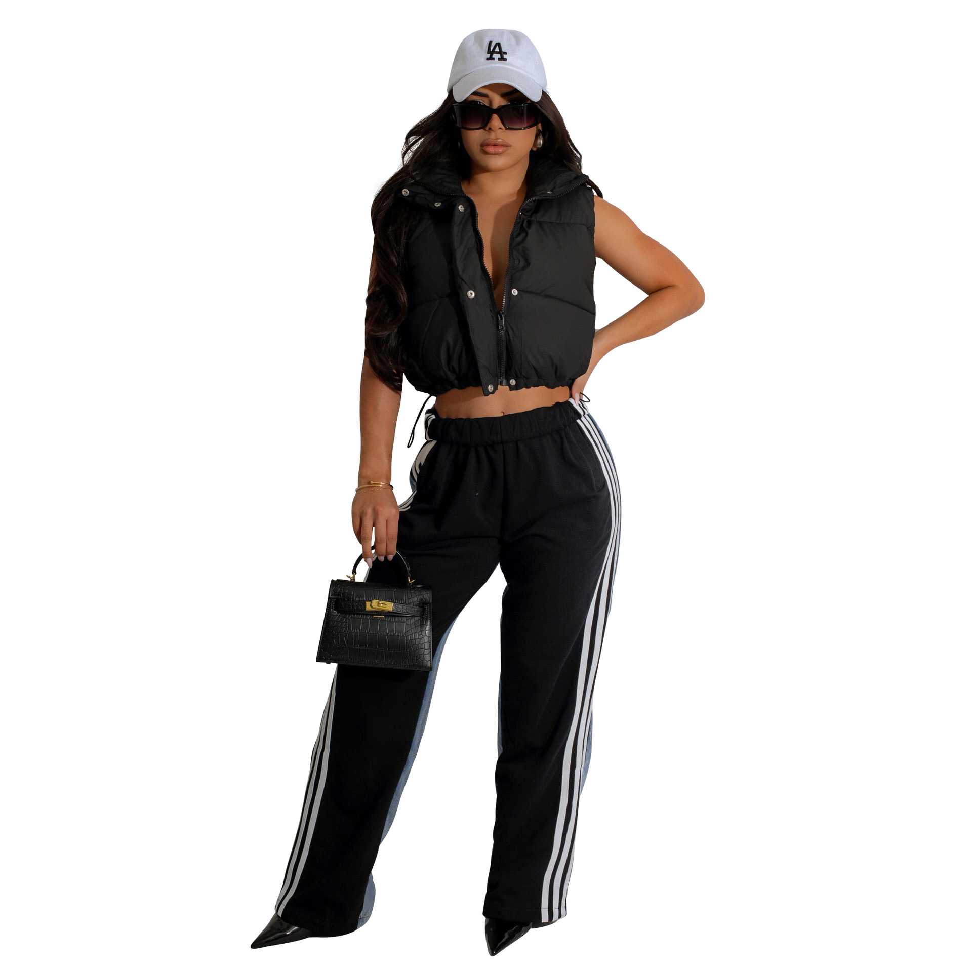 420g Weight Vest Outerwear Type Sleeveless Sleeve Length Zipper Placket Type Polyester Fabric Type Short Top Length Daily Occasion Standing Collar Neckline Slim Fit Type Solid Color Pattern Winter, Autumn Season Women's Gender Casual Style Women's Casual Solid Color Zipper Vest 24